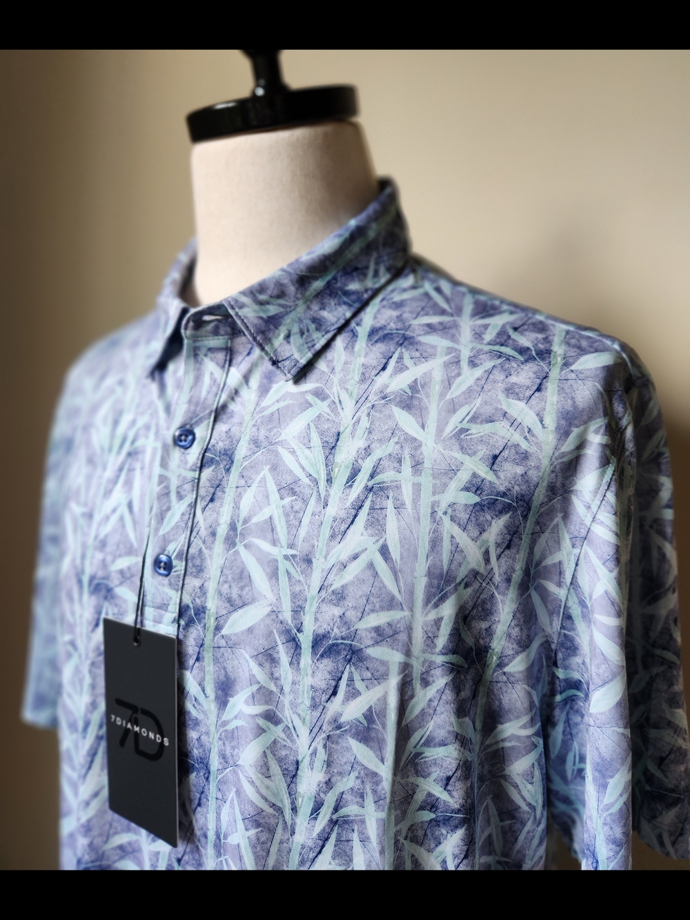7 Diamonds Mens Ceres Bamboo Leaf Stretch Performance Short Sleeve Shirt XL NWT
